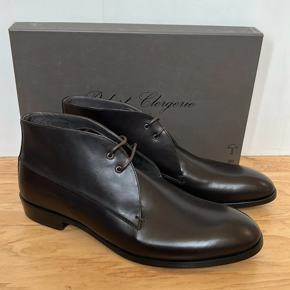 Robert Clergerie NIB Serge-dese Brown Leather Chukka Boot 10.5 EU 43 1/2